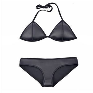 Triangl Black Neoprene Leather Bikini